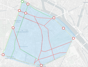 Carte des 10 propositions de Paris en Selle pour un réseau cyclable continu dans le 5e arrondissement.